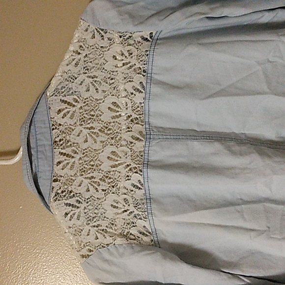 🌈2for 20 Mebon by machine jeans woman's long sleeve shirt size large light blue - Picture 2 of 4